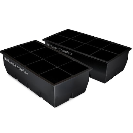 Hastings Home Set of 2 Ice Cube Molds Silicone Trays Makes 8, 2"x 2", BPA-Free, Flexible Chill Water, Large 636425CUN